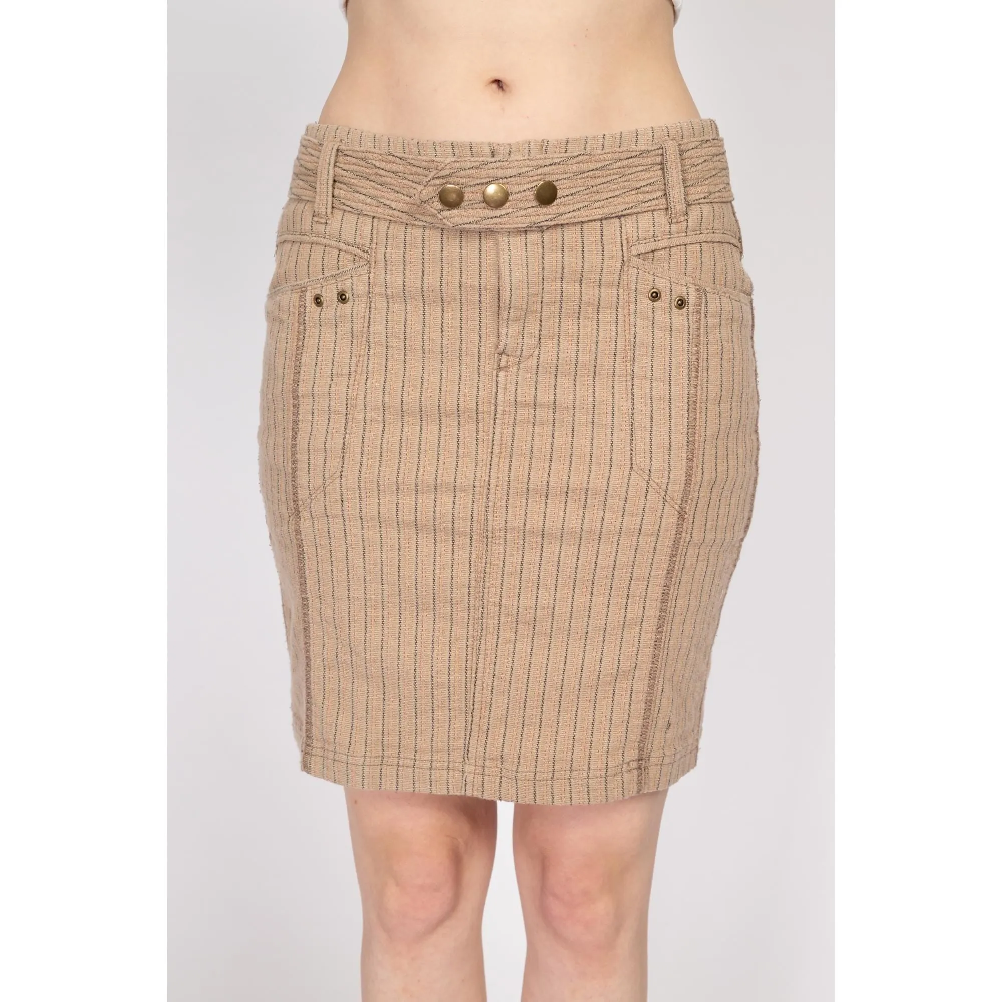 Small 90s Y2K Pinstriped Low Rise Mini Skirt