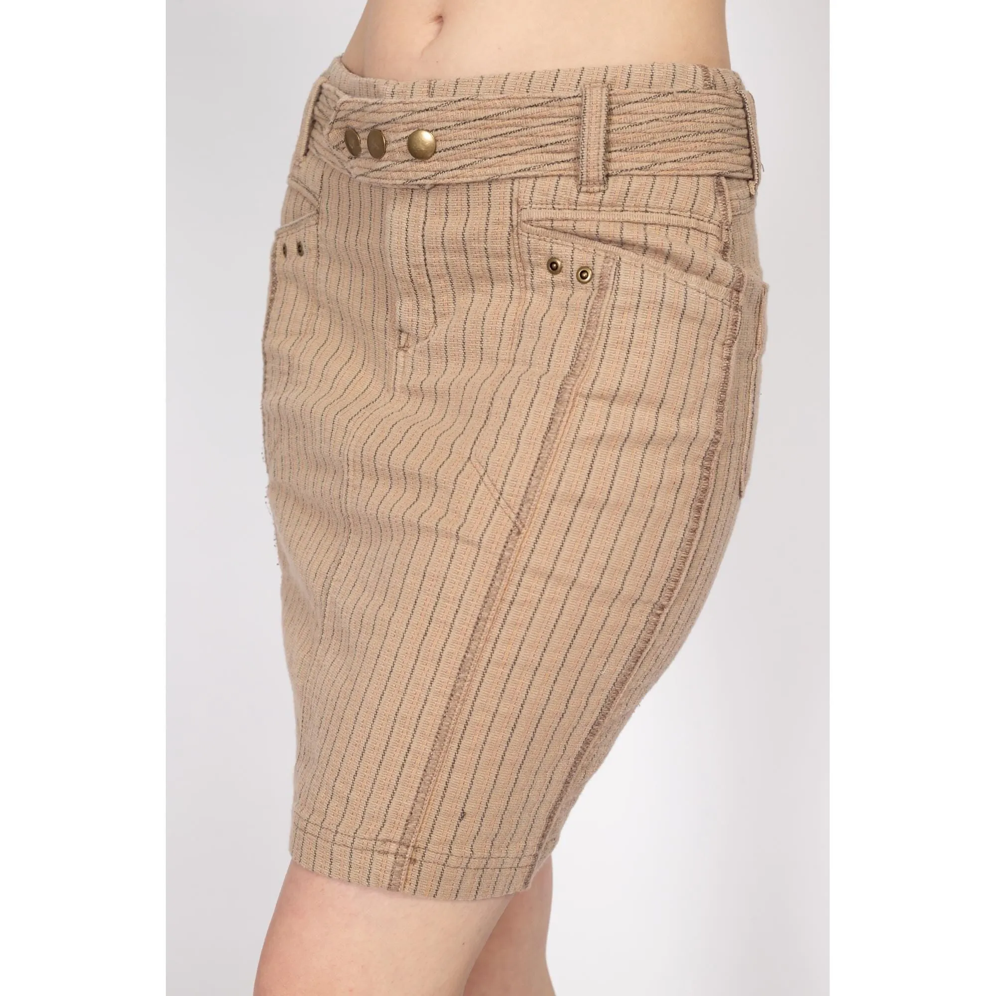 Small 90s Y2K Pinstriped Low Rise Mini Skirt