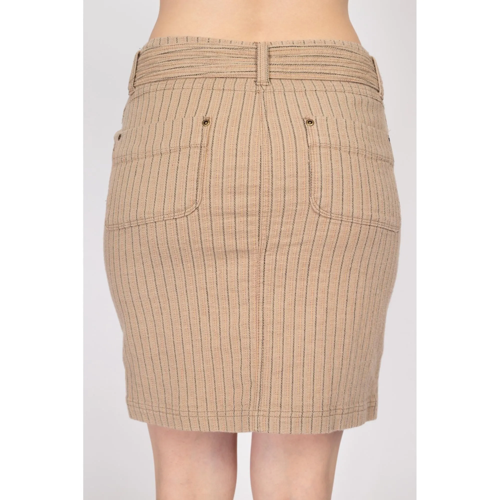 Small 90s Y2K Pinstriped Low Rise Mini Skirt
