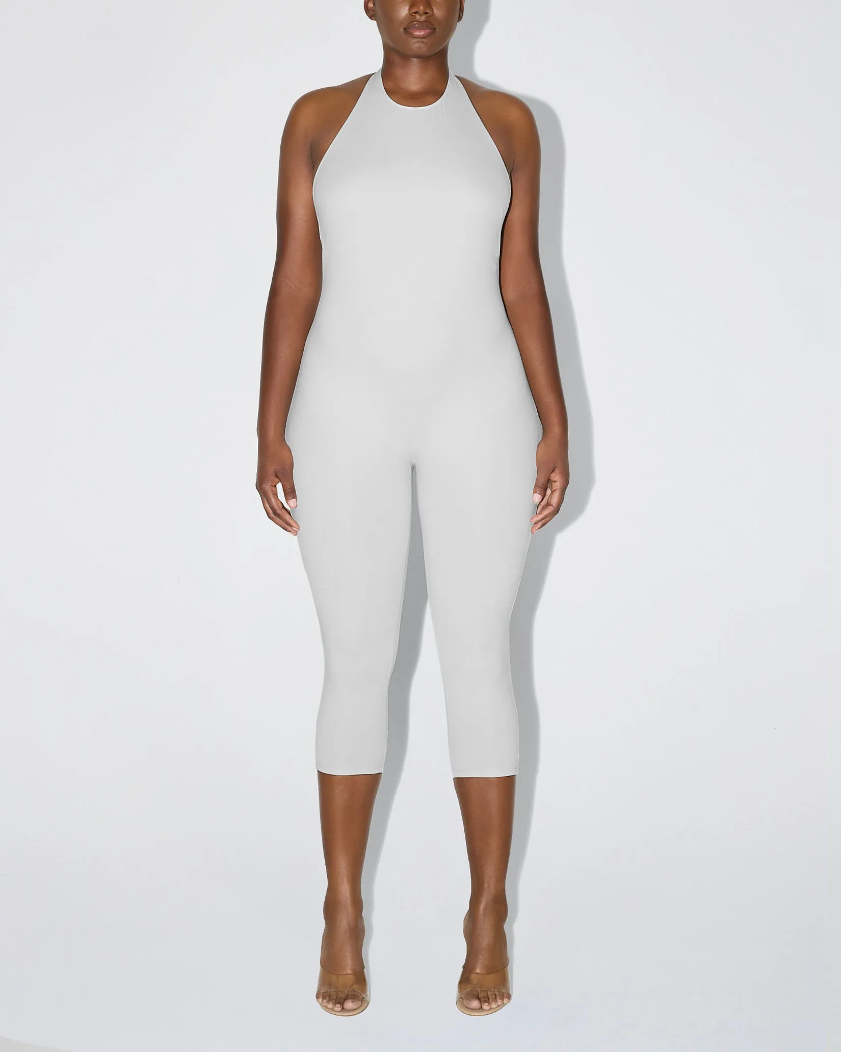 Smooth Stretch Capri Catsuit | Light Grey