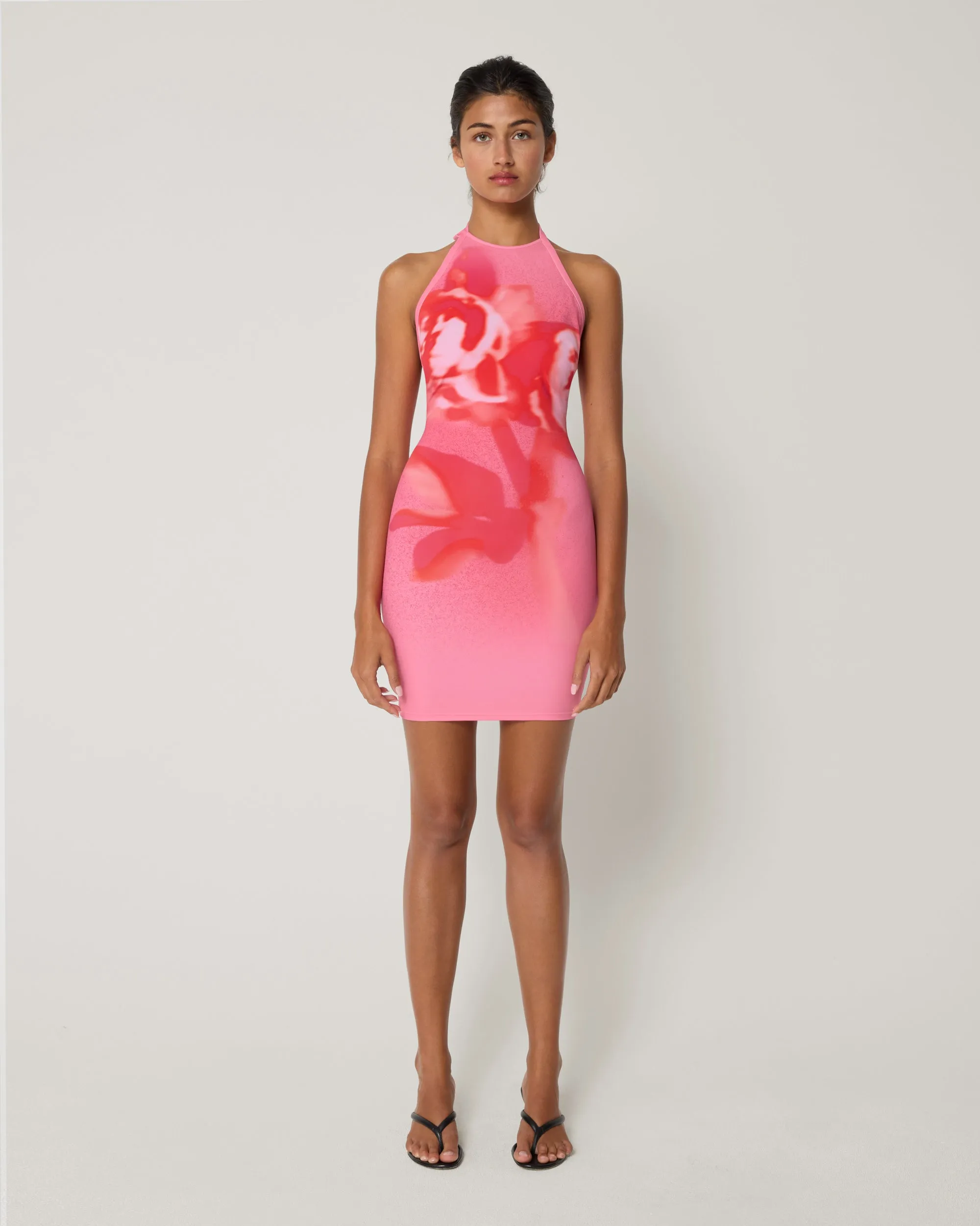 Smooth Stretch Halter Mini Dress | Pink Peony