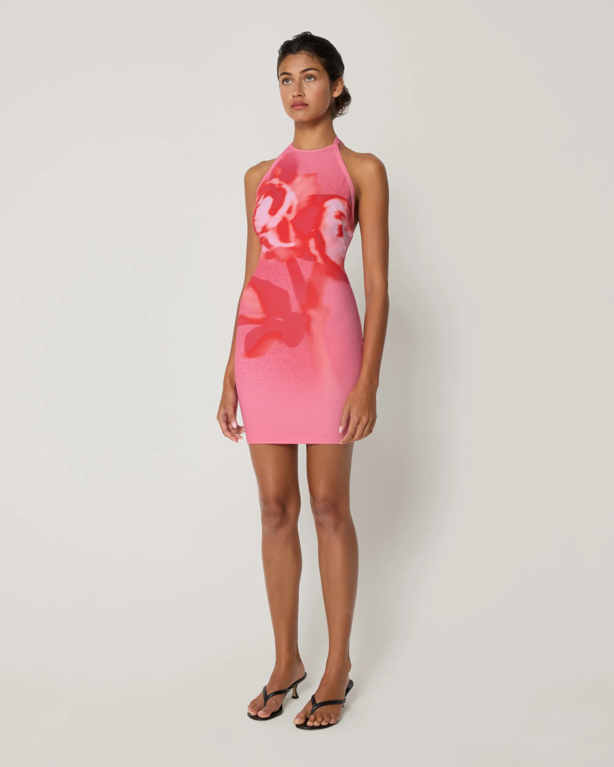 Smooth Stretch Halter Mini Dress | Pink Peony