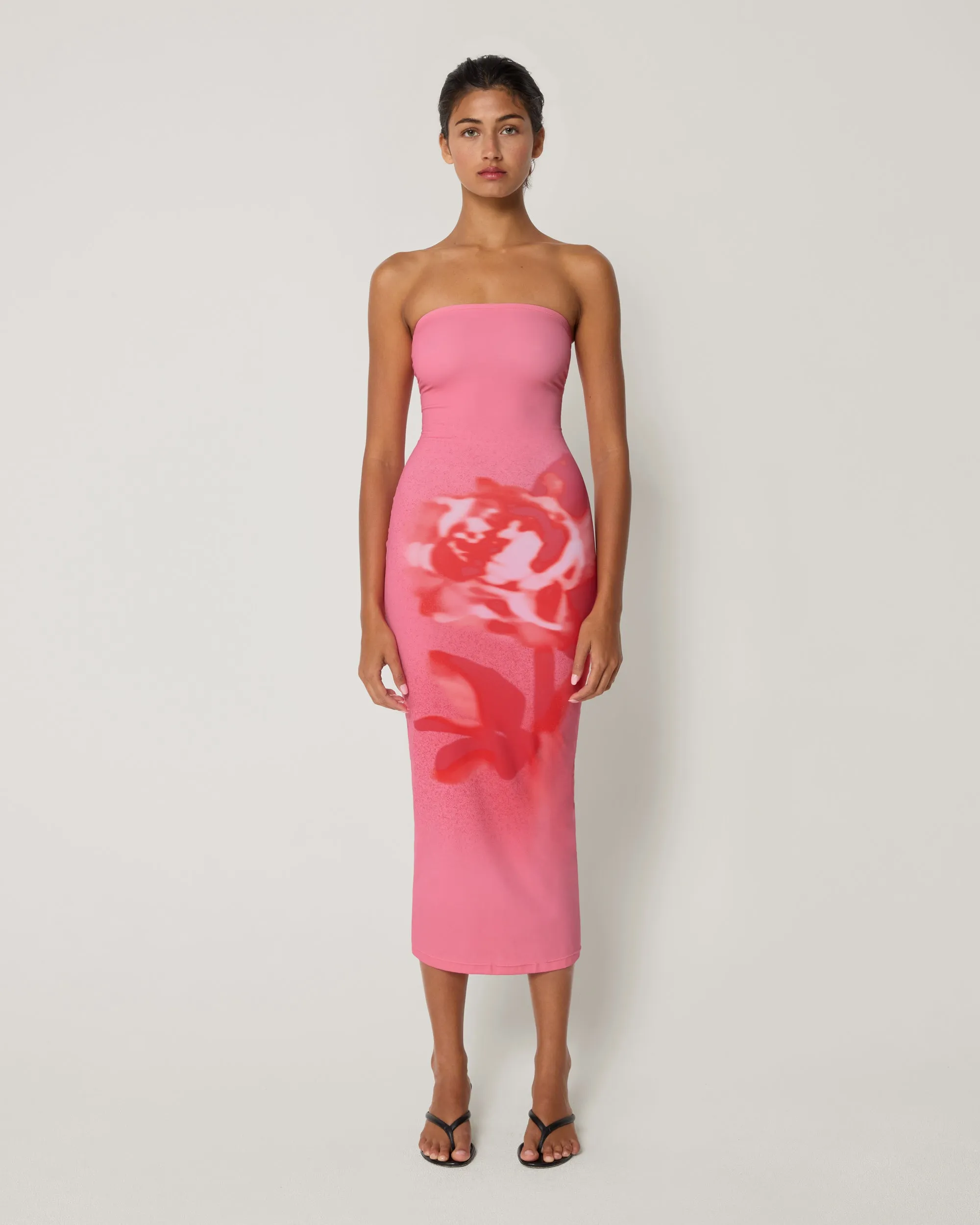 Smooth Stretch Strapless Midi Dress | Pink Peony