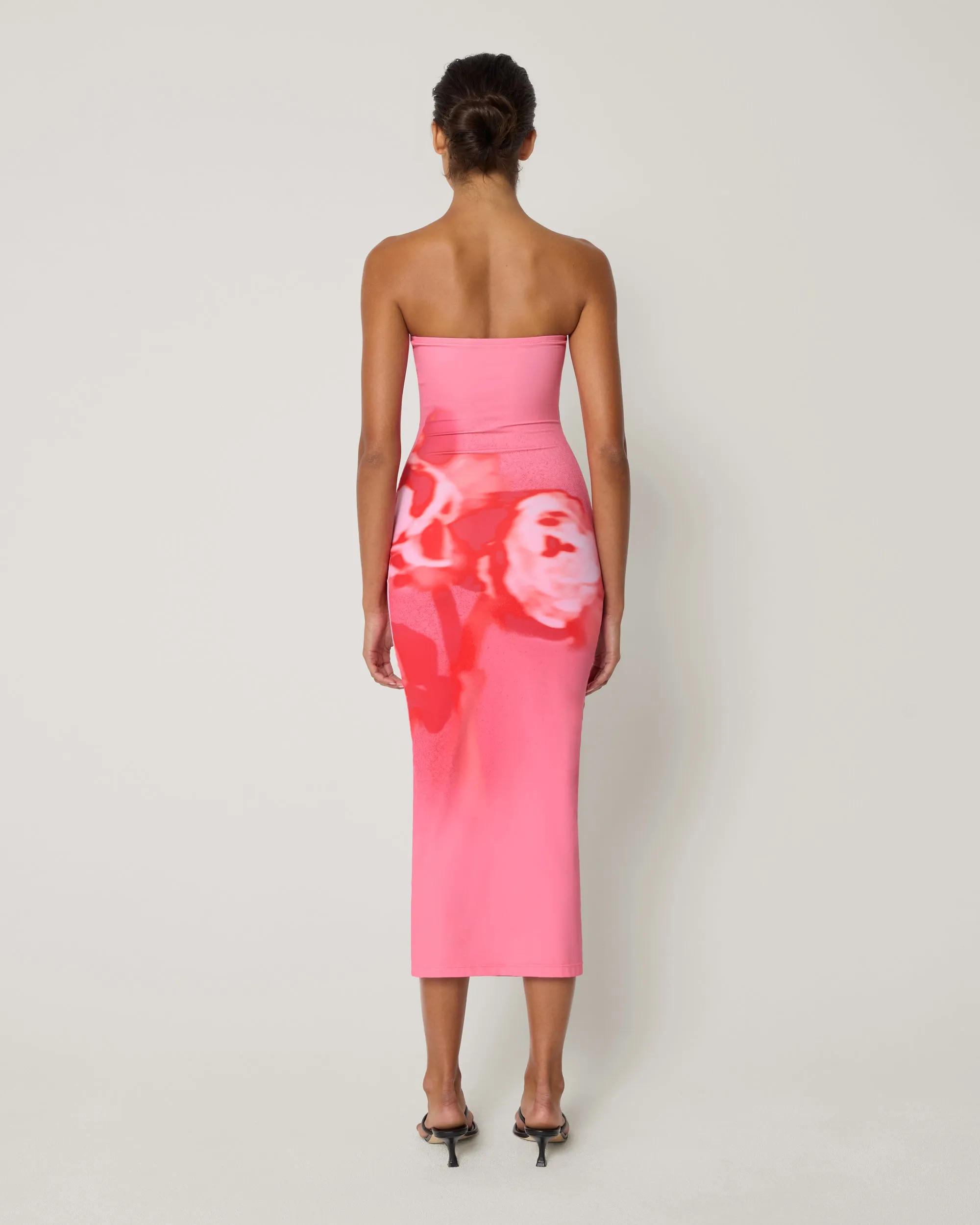 Smooth Stretch Strapless Midi Dress | Pink Peony