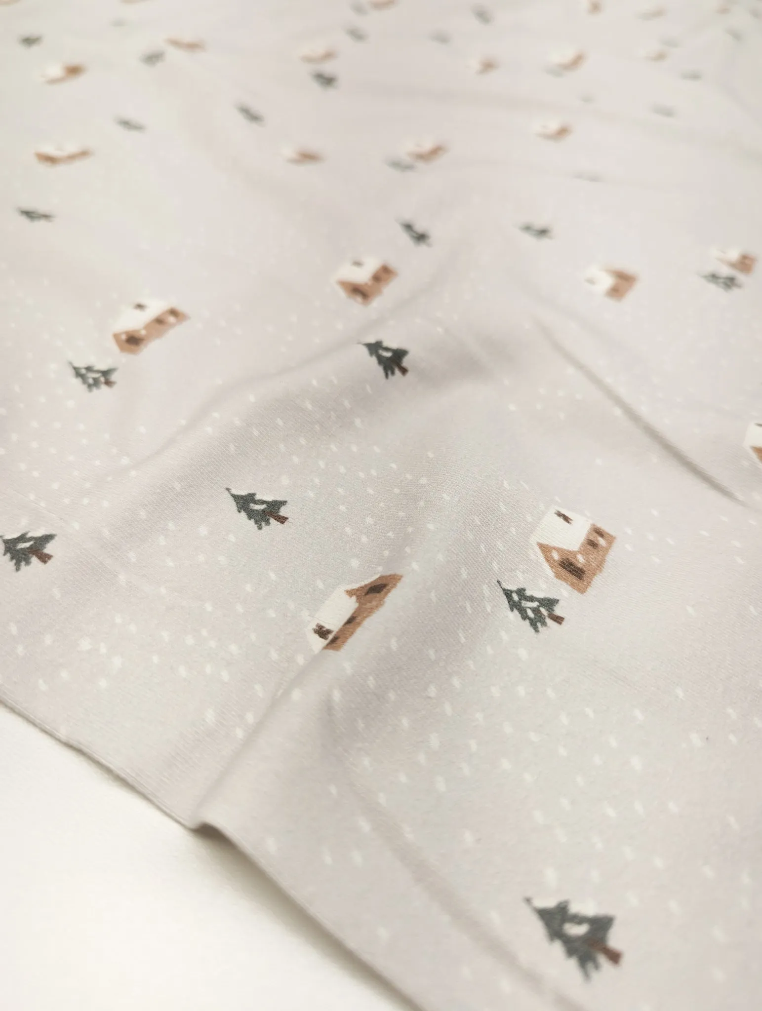 Snowy Cabins Cotton Jersey Knit