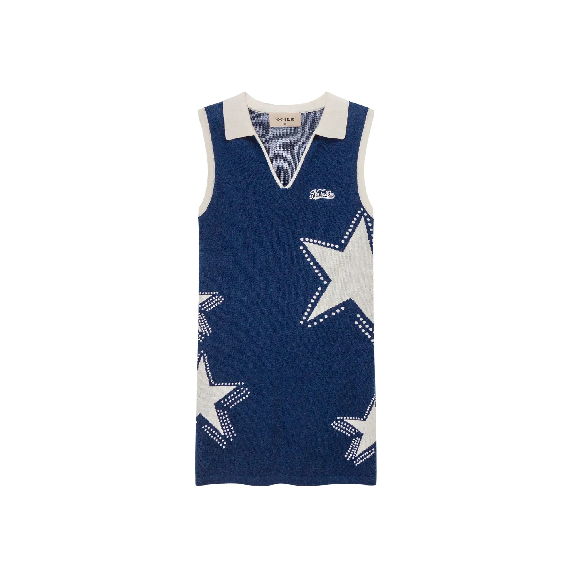 Star Polo Collar Sleeveless Knit Dress
