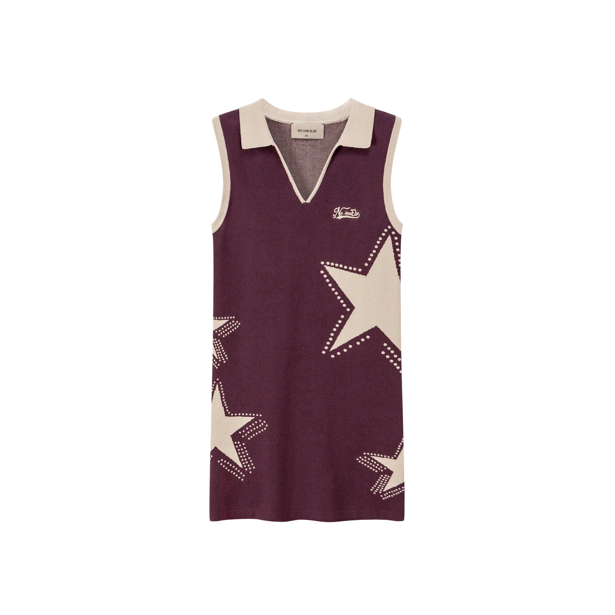 Star Polo Collar Sleeveless Knit Dress