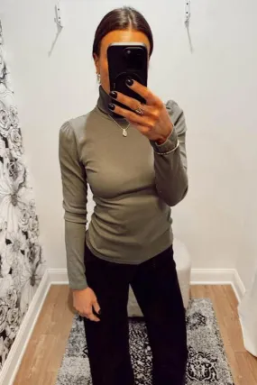 Sundry Puff Sleeve Turtle Neck
