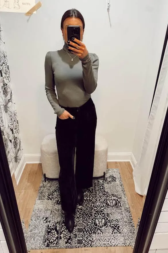 Sundry Puff Sleeve Turtle Neck