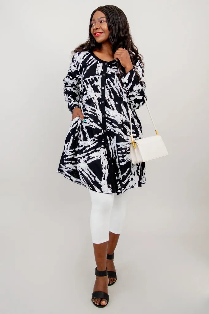 Sylvia Tunic, Blk/Wht Eclipse