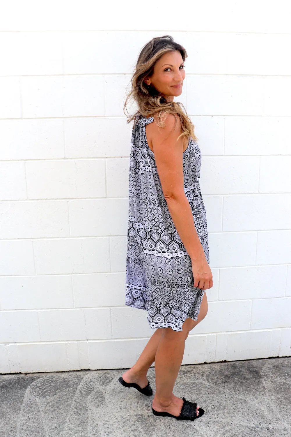 Tahiti Dress in Aztec Black