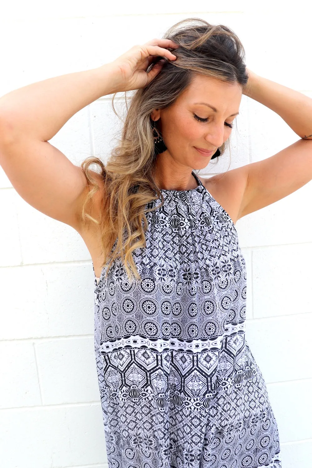 Tahiti Dress in Aztec Black