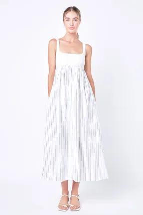 Tie Back Knit Combo Striped Maxi Dress