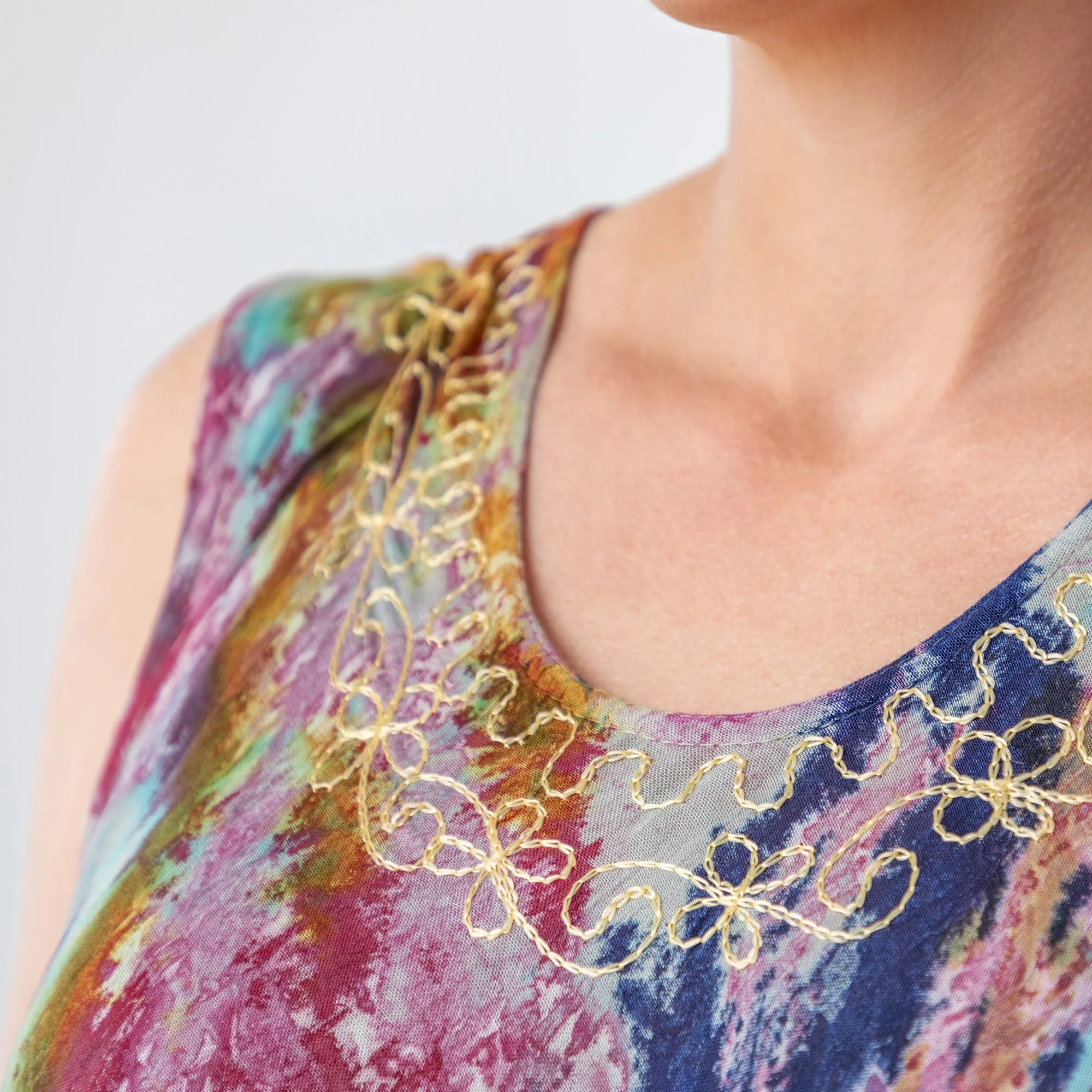 Tie-Dye Sleeveless Jewel Tunic