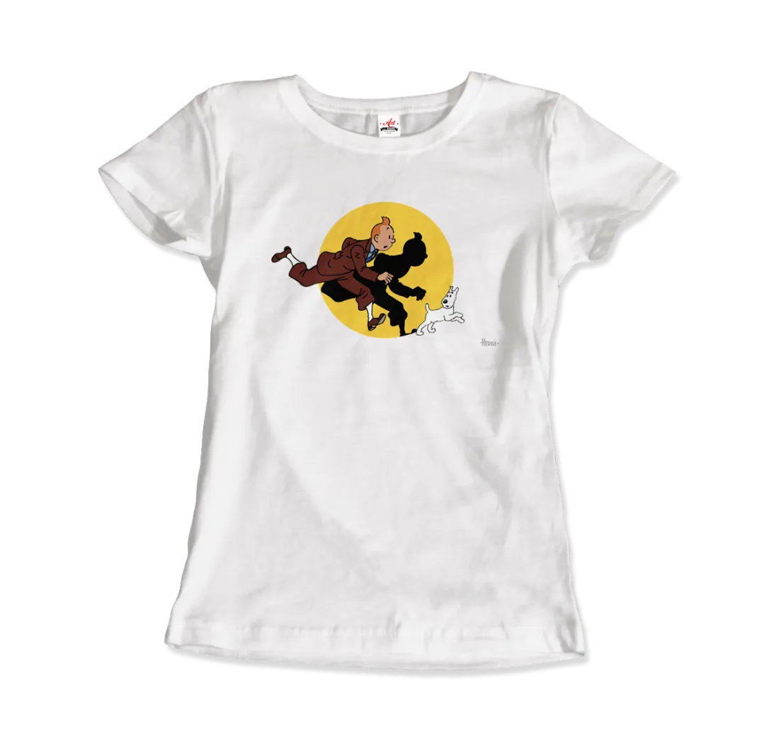 Tintin and Snowy (Milou) Getting Hit By A Spotlight T-Shirt