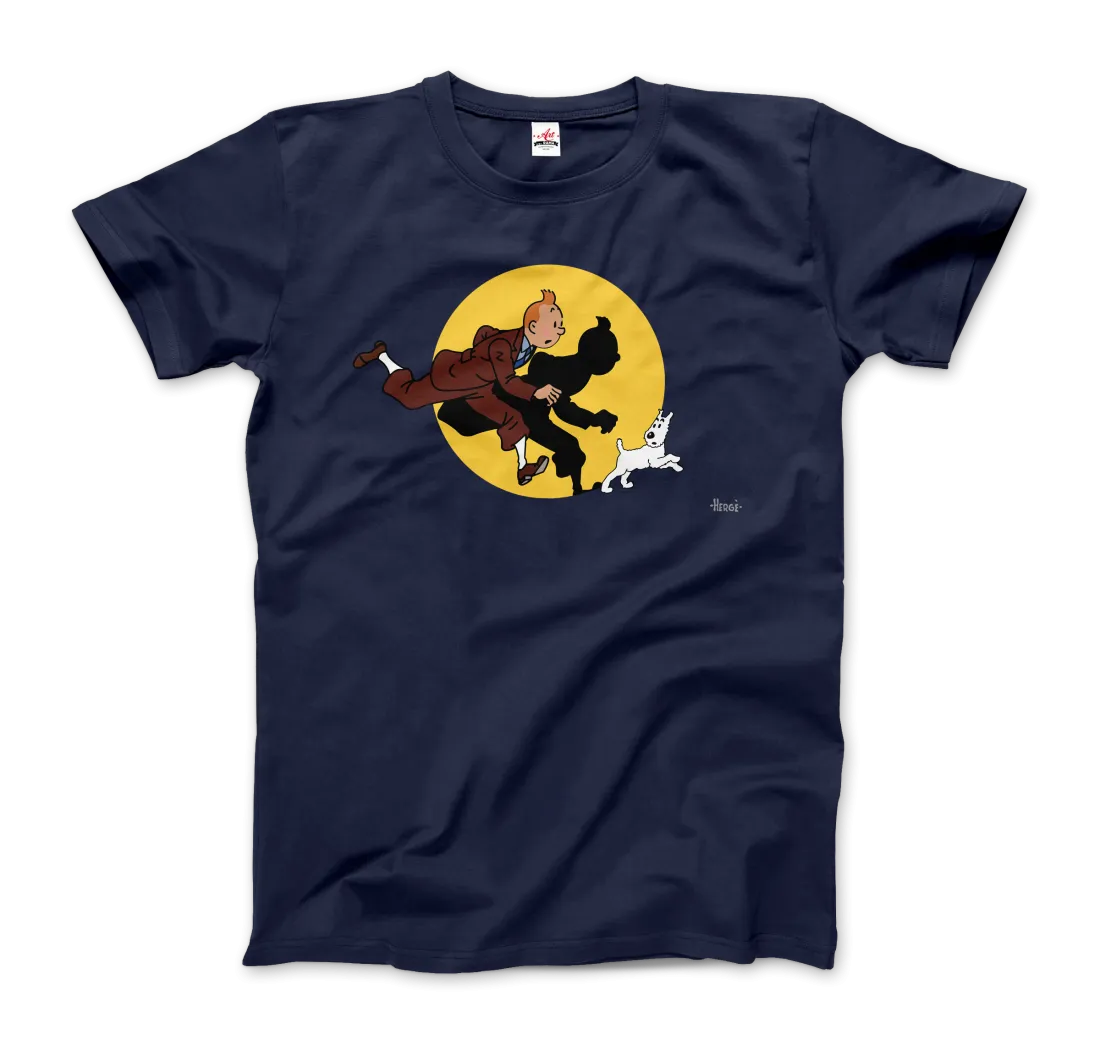 Tintin and Snowy (Milou) Getting Hit By A Spotlight T-Shirt