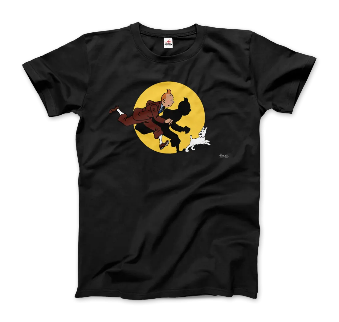 Tintin and Snowy (Milou) Getting Hit By A Spotlight T-Shirt