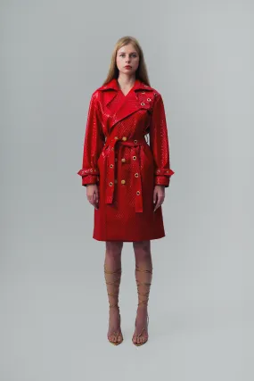Trinity Quilted Red Trench Coat