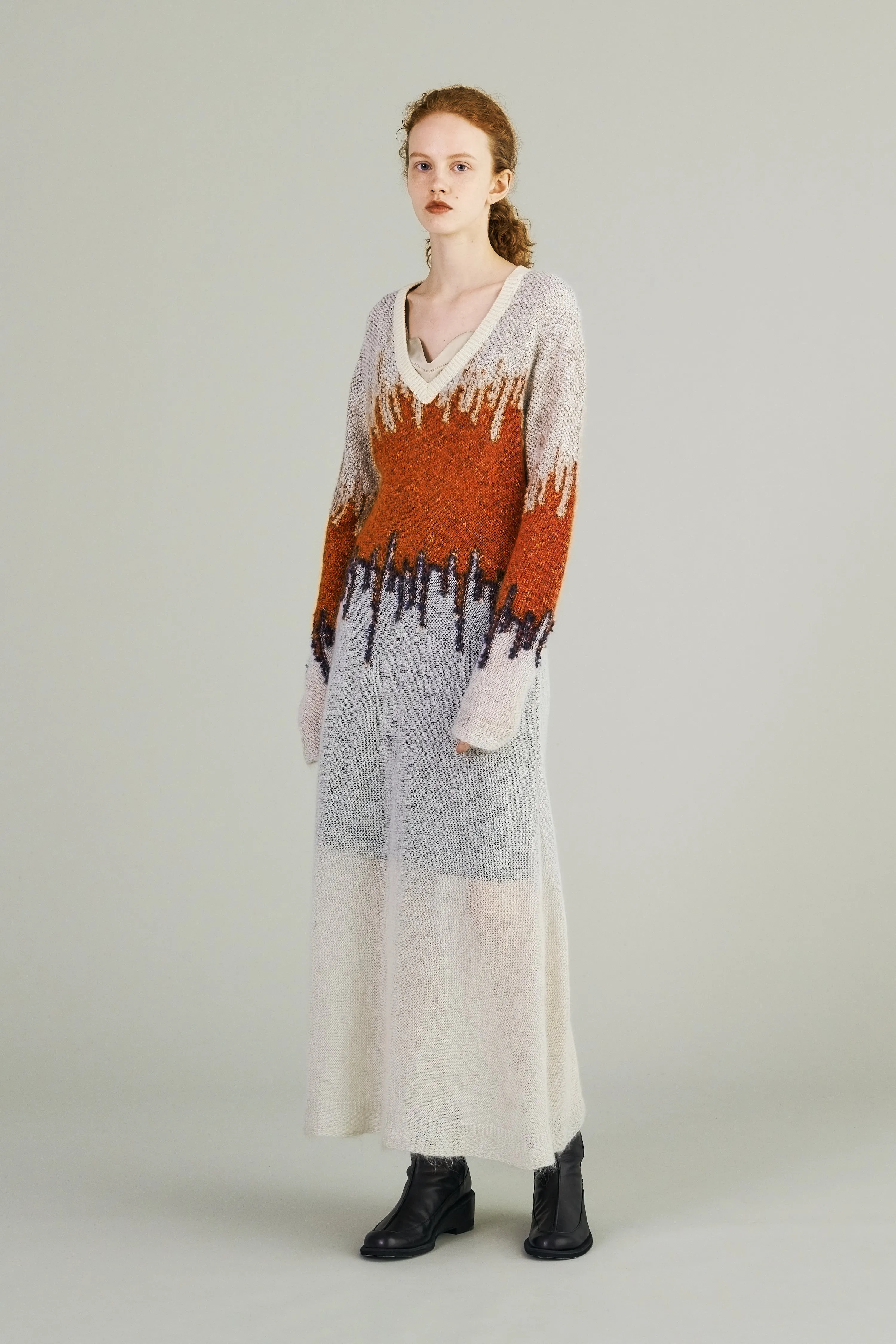 Water mirror knit dress (Light gray)