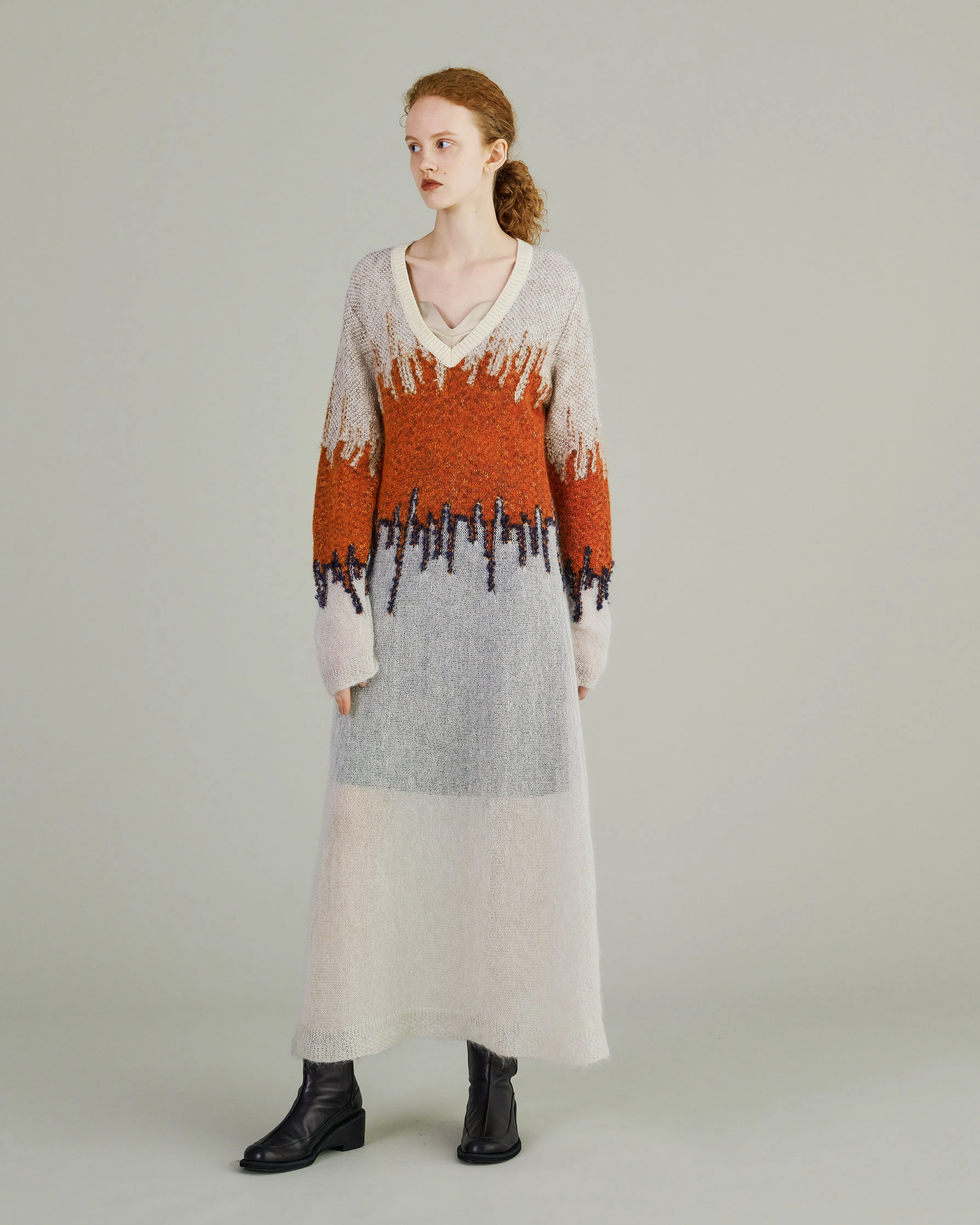 Water mirror knit dress (Light gray)