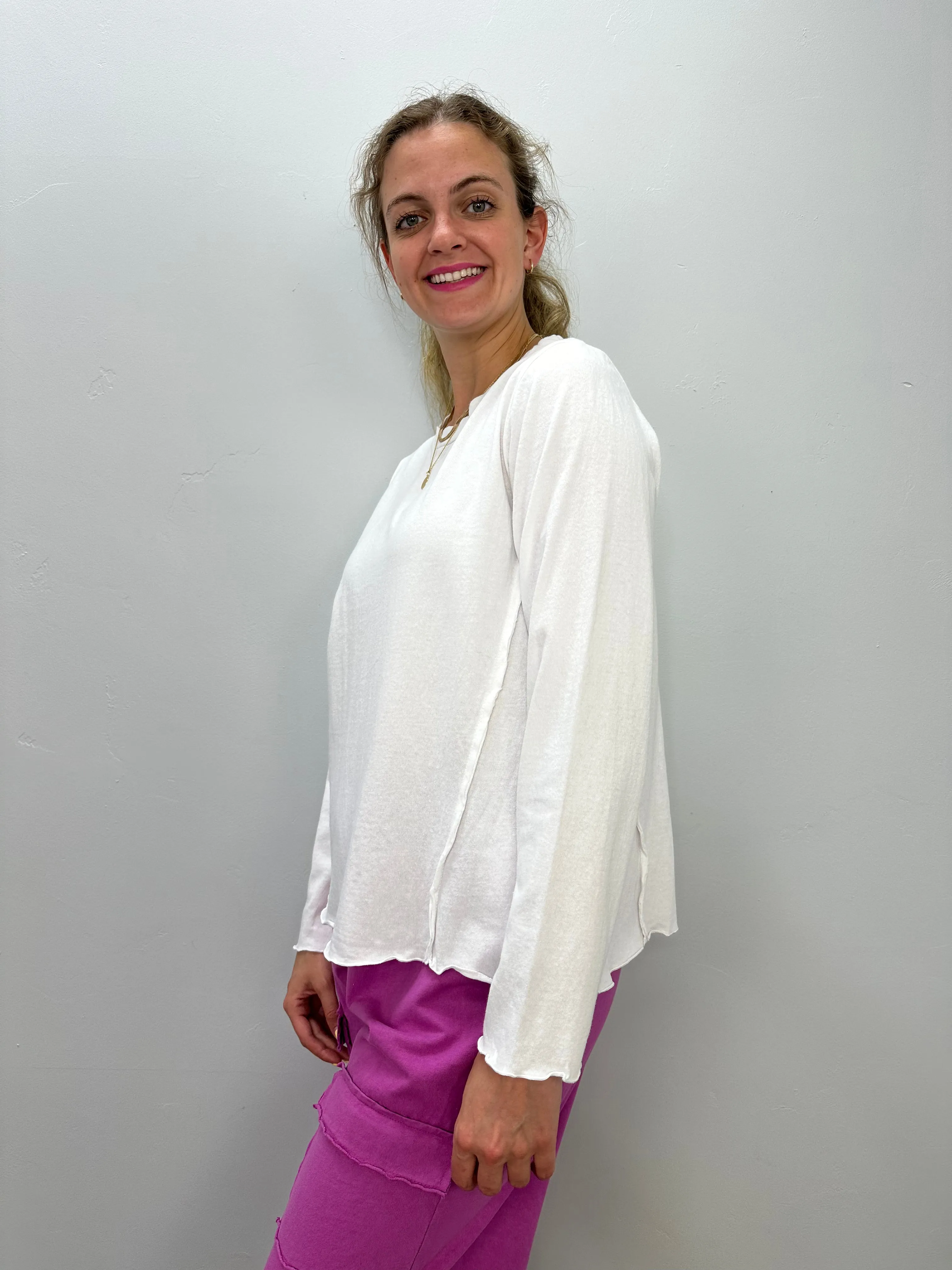 White Long Sleeve Cotton Top