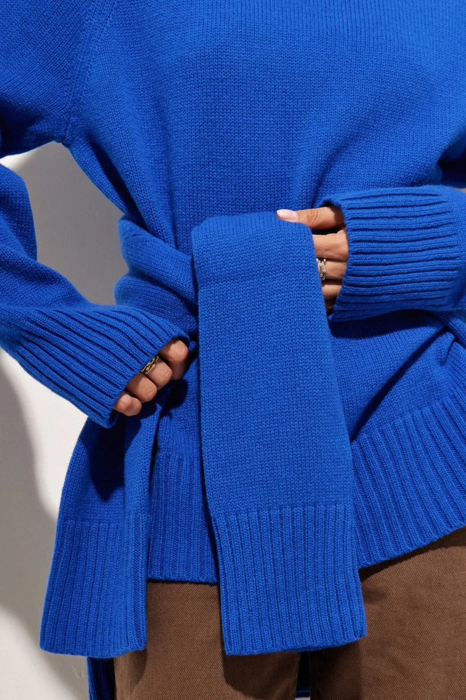 Winter Belted Turtleneck Sweater