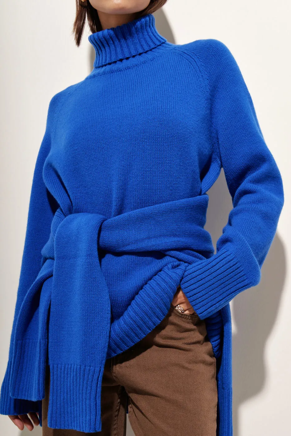 Winter Belted Turtleneck Sweater