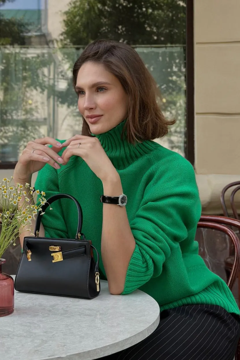 Winter Belted Turtleneck Sweater