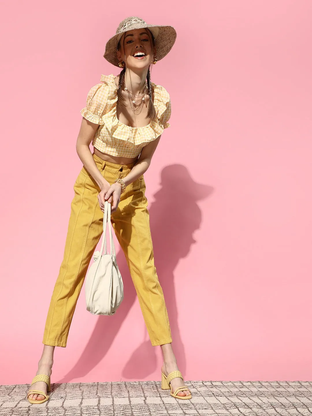 Women Mustard Carrot Fit Jeans