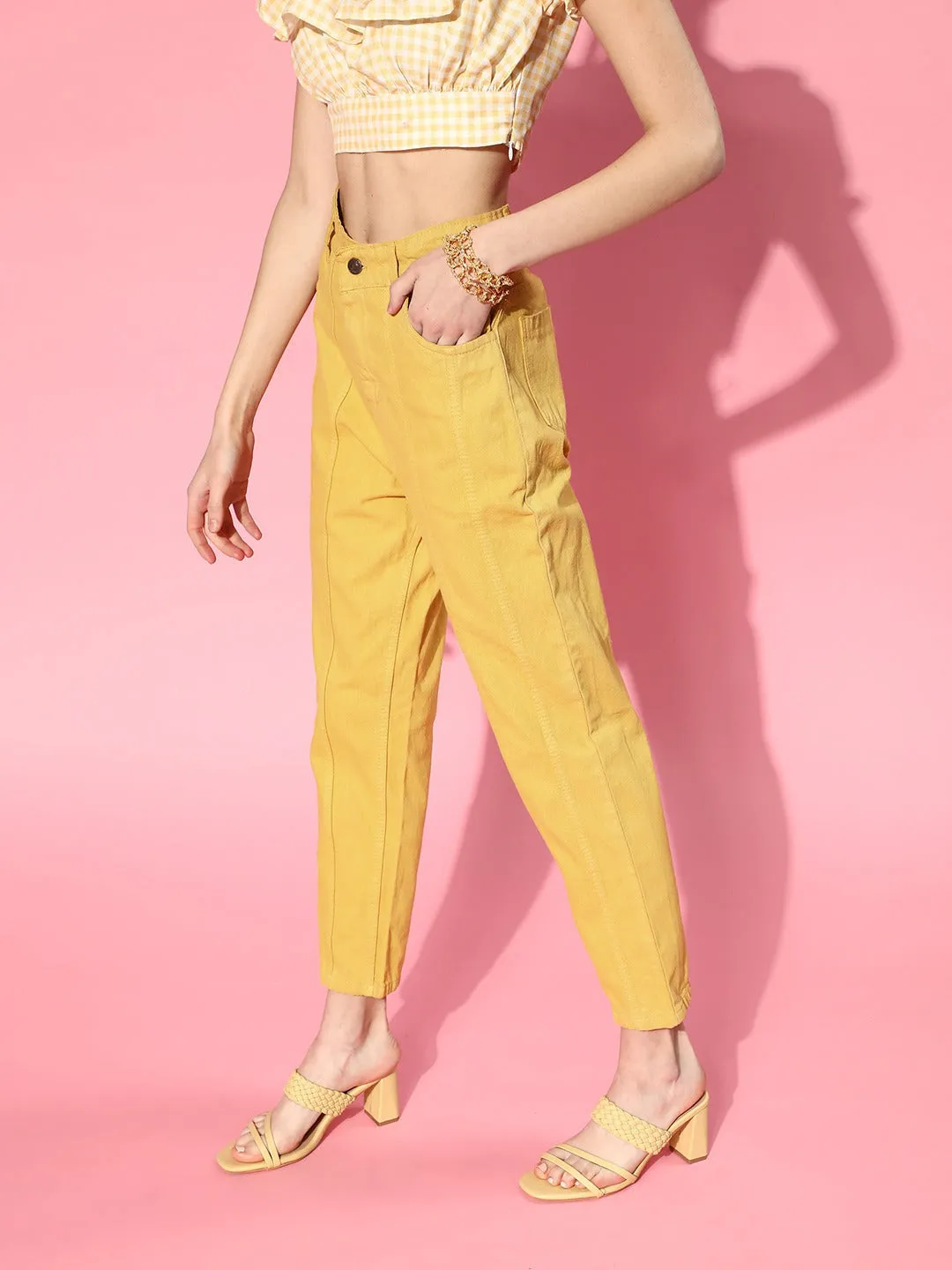 Women Mustard Carrot Fit Jeans
