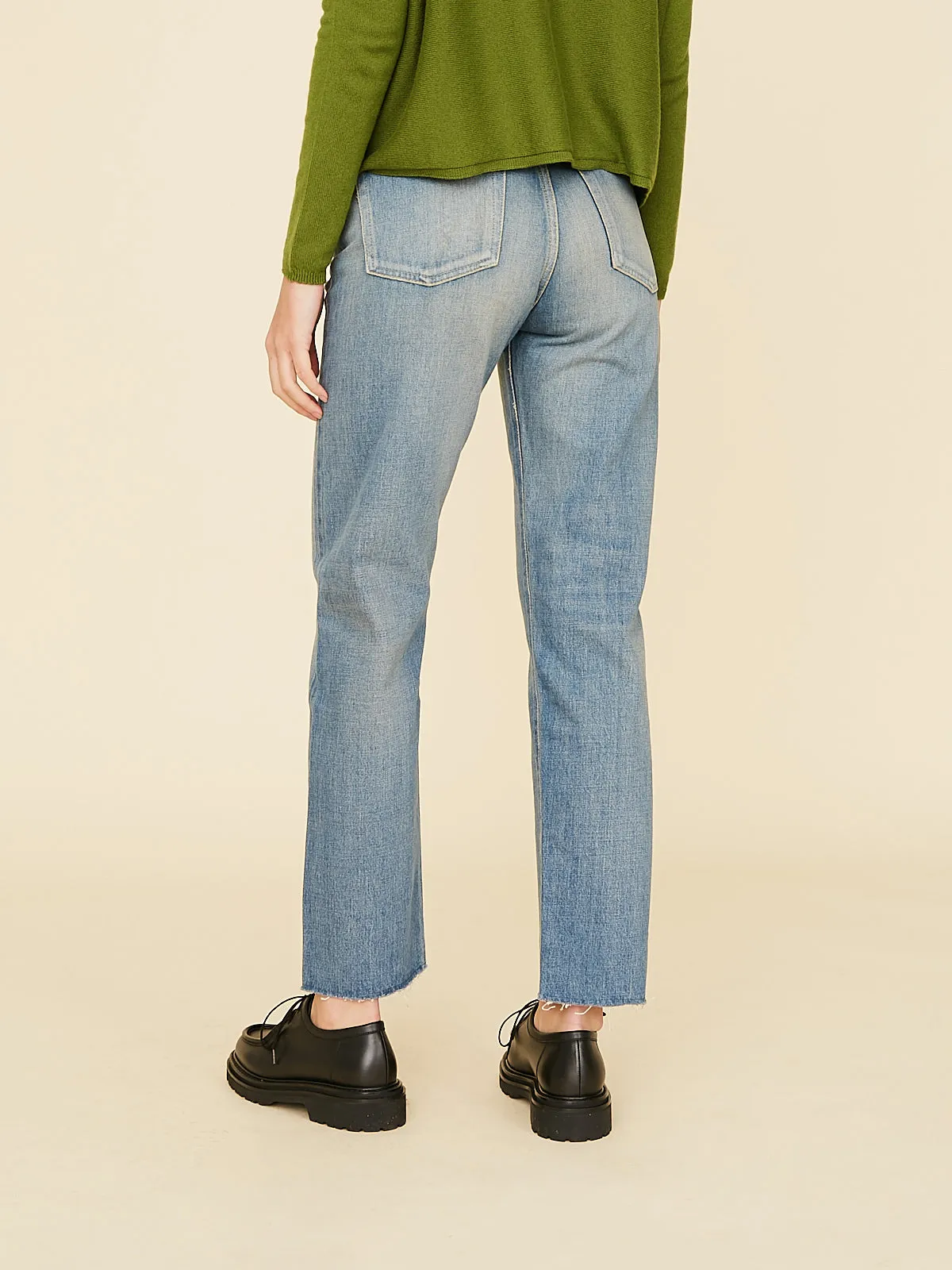 Women's 13.5oz Selvedge Denim Straight Cut in Light Distress