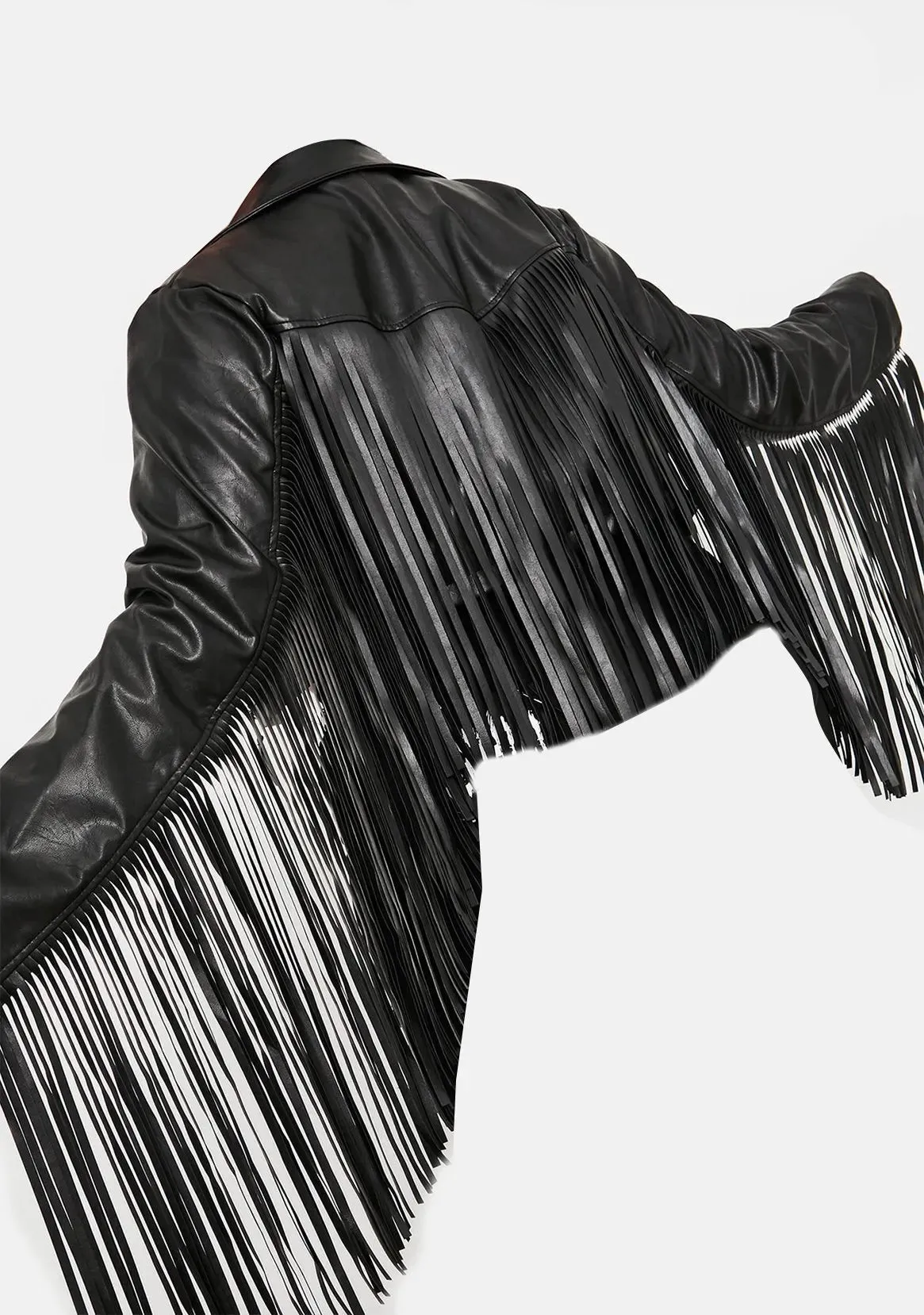 Women's Hateful Ace Fringe Black Moto Jacket