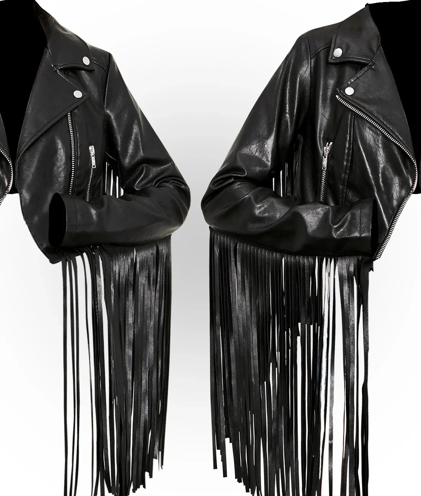 Women's Hateful Ace Fringe Black Moto Jacket