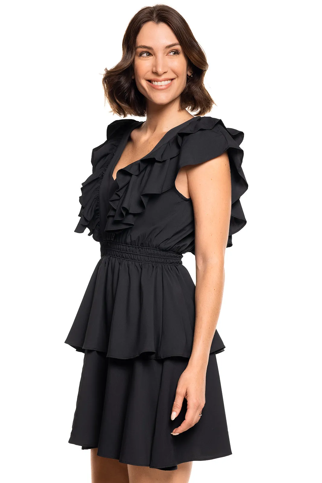 Women's South Cove V-Neck Ruffle Dress  |  Black