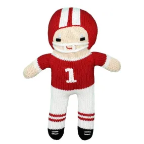 Zubels Red & White Football Player Knit Doll